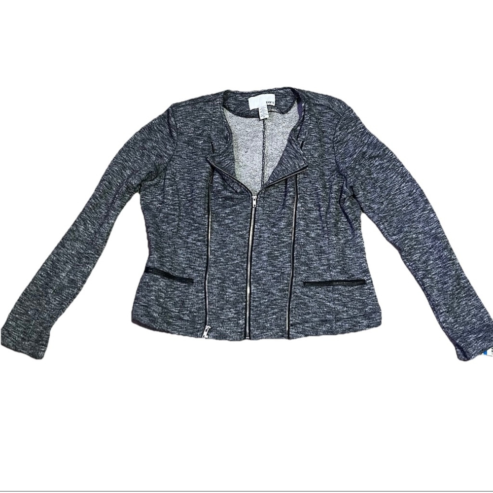 Women's Bar III Gray & Black Zip-Front Blazer Jacket XL